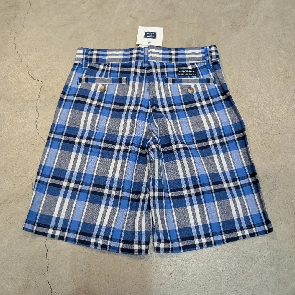 Janie and Jack Blue White Plaid Kids Shorts